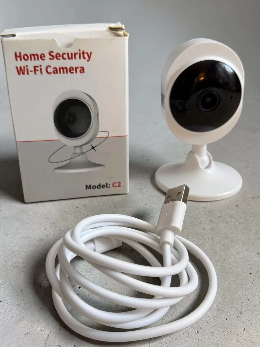 Compact White Home Wi‑Fi Security Camera (C2)